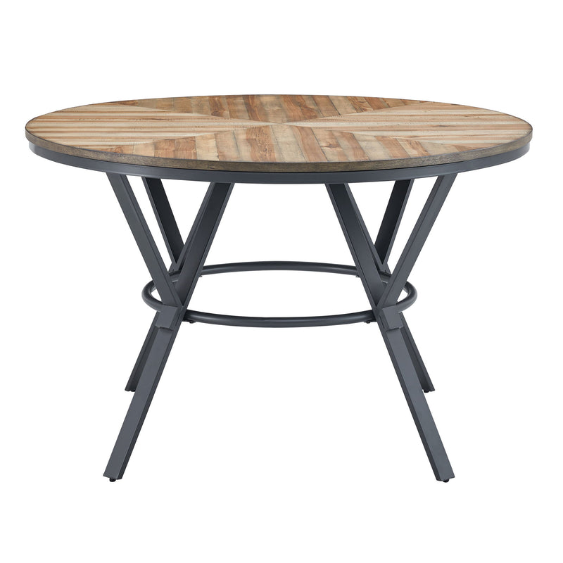 Modern Style Indoor Dining Round Table With Metal Legs - Light Birch - R&R Furniture Gallery (Fountain Valley, CA)