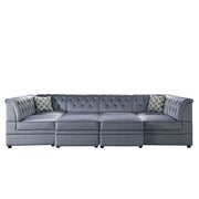 Bois II - Modular Armless Chair - Gray Velvet - R&R Furniture Gallery (Fountain Valley, CA)