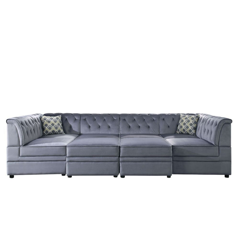 Bois II - Modular Armless Chair - Gray Velvet - R&R Furniture Gallery (Fountain Valley, CA)