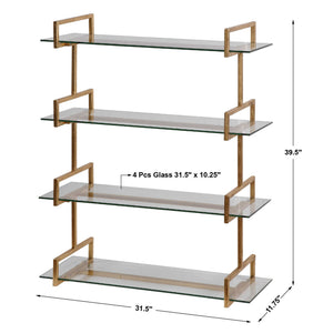 Uttermost Auley gold wall shelf with sleek, modern design mounted on a wall for stylish home organization.