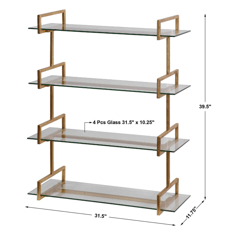 Uttermost Auley gold wall shelf with sleek, modern design mounted on a wall for stylish home organization.