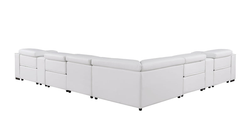 1208 - 8 Piece L Shaped Leather Sectional With 3 Power Recliners & Power Headrests
