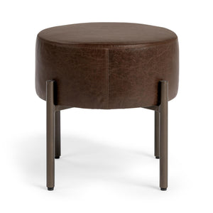 Classic Home Aimie accent stool with a soft fabric upholstery and wooden legs, perfect for living room or bedroom decor.