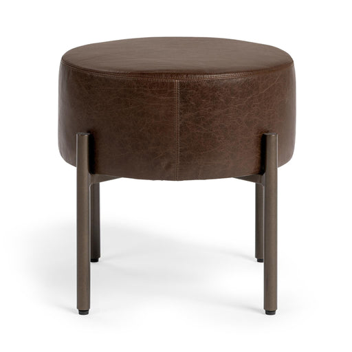 Classic Home Aimie accent stool with a soft fabric upholstery and wooden legs, perfect for living room or bedroom decor.
