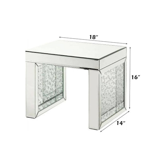 Nysa - 16" Accent Table - Mirrored & Faux Crystals Inlay - R&R Furniture Gallery (Fountain Valley, CA)