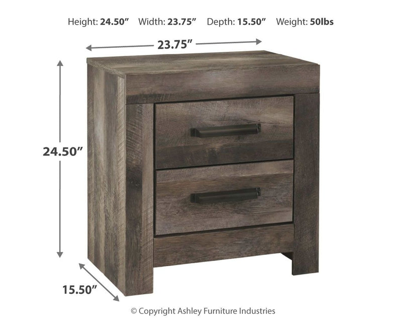 Wynnlow - Two Drawer Night Stand - Gray - R&R Furniture Gallery (Fountain Valley, CA)