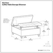 Brown Harrison Square Coffee Table Ottoman by Simpli-Home with wooden legs and cushioned top.