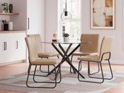 Black 5-piece dining room set by Signature Design Ashley with a rectangular table and four matching side chairs.