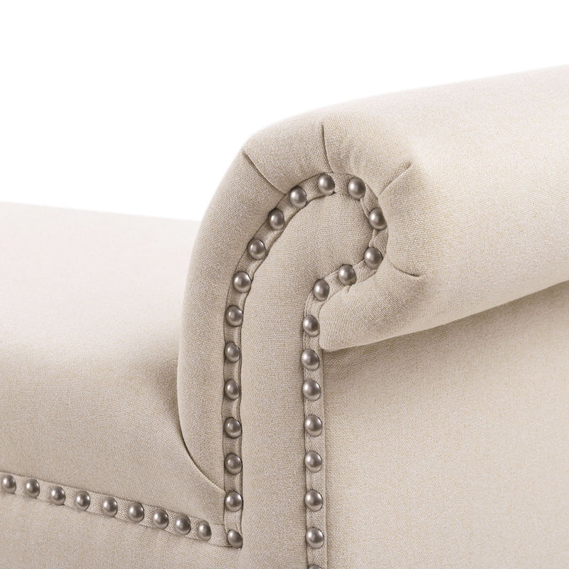 Kathy - Roll Arm Entryway Accent Bench - Sky Neutral Beige - R&R Furniture Gallery (Fountain Valley, CA)