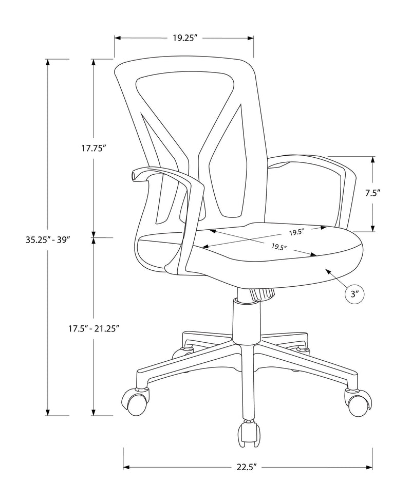 Office Chair, Adjustable Height, Swivel, Ergonomic, Mesh, Contemporary & Modern - R&R Furniture Gallery (Fountain Valley, CA)