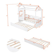 Twin Size Classic House Bed With Twin Size Trundle - White - R&R Furniture Gallery (Fountain Valley, CA)
