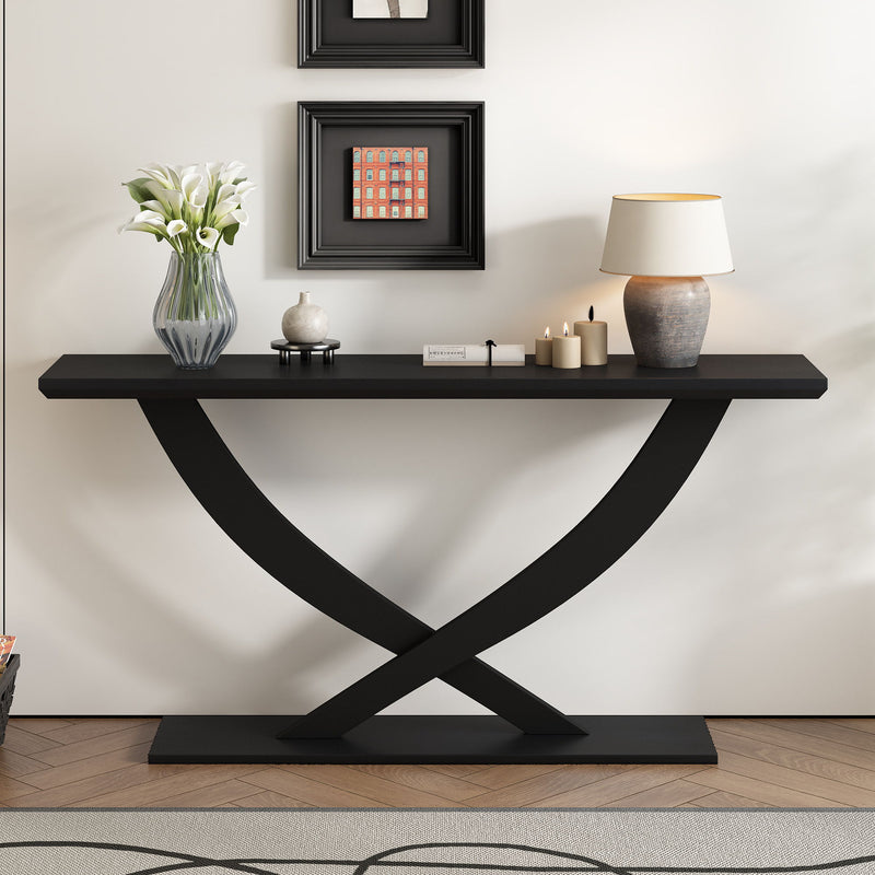 Console Table With Cross Leg Base And Reinforced Support Plate - R&R Furniture Gallery (Fountain Valley, CA)