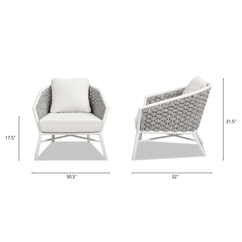 Rowan - Rope Barrel Back Patio Accent Arm Chair (Set of 2) - Optic White - R&R Furniture Gallery (Fountain Valley, CA)
