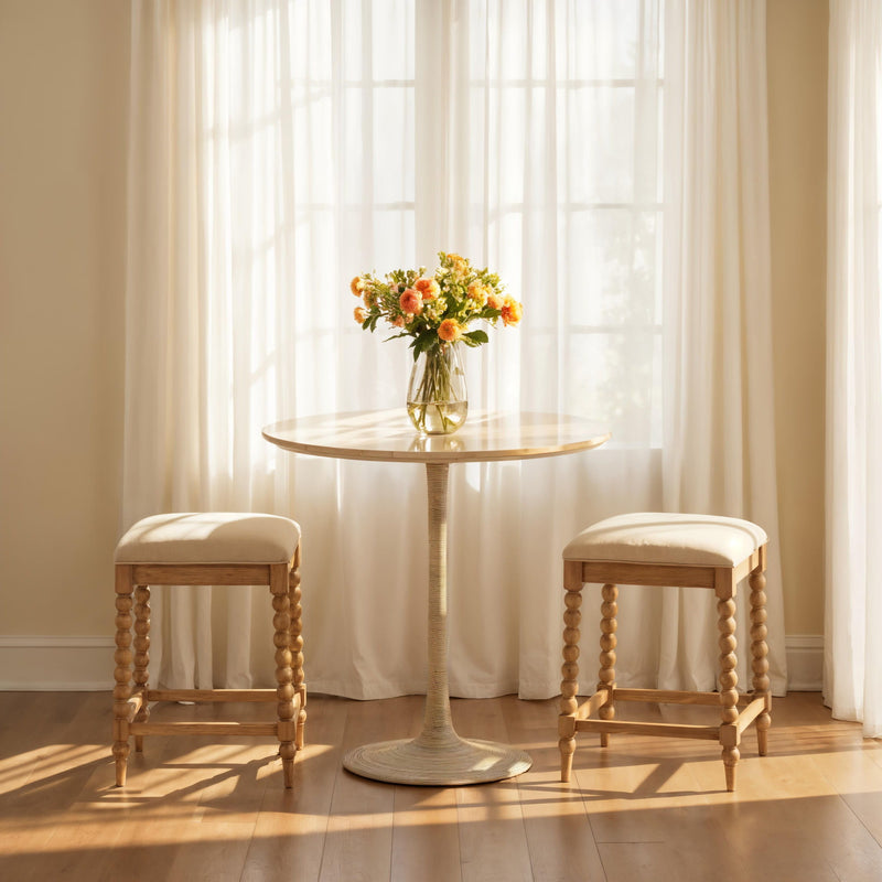 Marcellina - Counter Stool - Beige And Natural