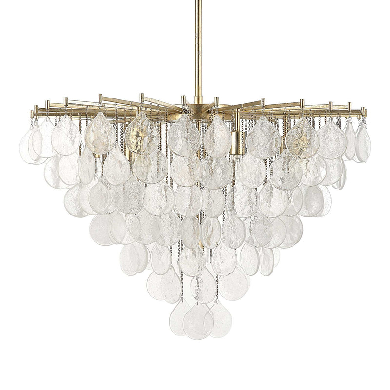 Uttermost Goccia tear drop glass pendant light hanging with a modern design and transparent glass teardrop shape.