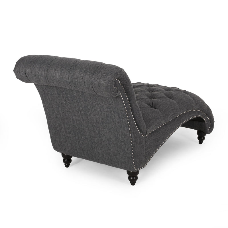 Chaise Lounge With Button Tufted Diamon Stitch
