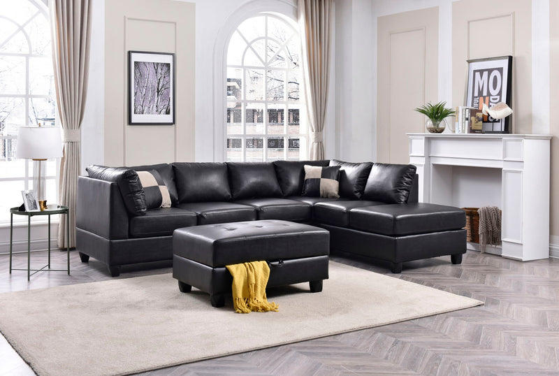 Glory Furniture Malone Comfort Sectional sofa with plush cushions and neutral fabric upholstery in a modern stationary sectional design.