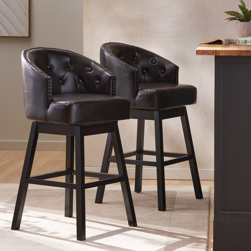 360 Degree Swivel Bar Stool With Stunning Nailhead Trim (Set of 2) - R&R Furniture Gallery (Fountain Valley, CA)