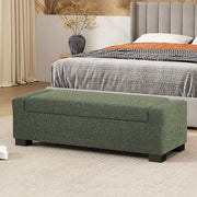 Noble House textured fabric ottoman bench with hinged lid, soft upholstery and sturdy wooden legs for versatile seating and storage