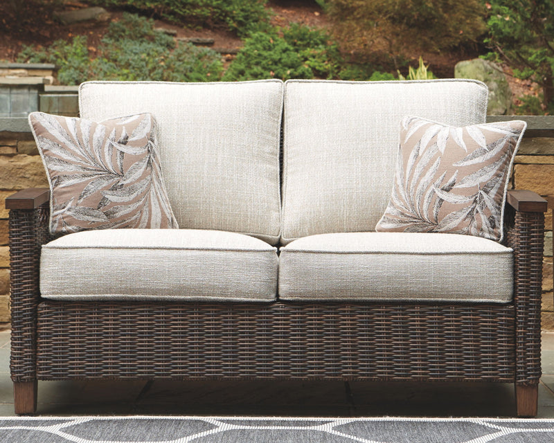 Paradise Trail - Loveseat w/Cushion - Medium Brown - R&R Furniture Gallery (Fountain Valley, CA)