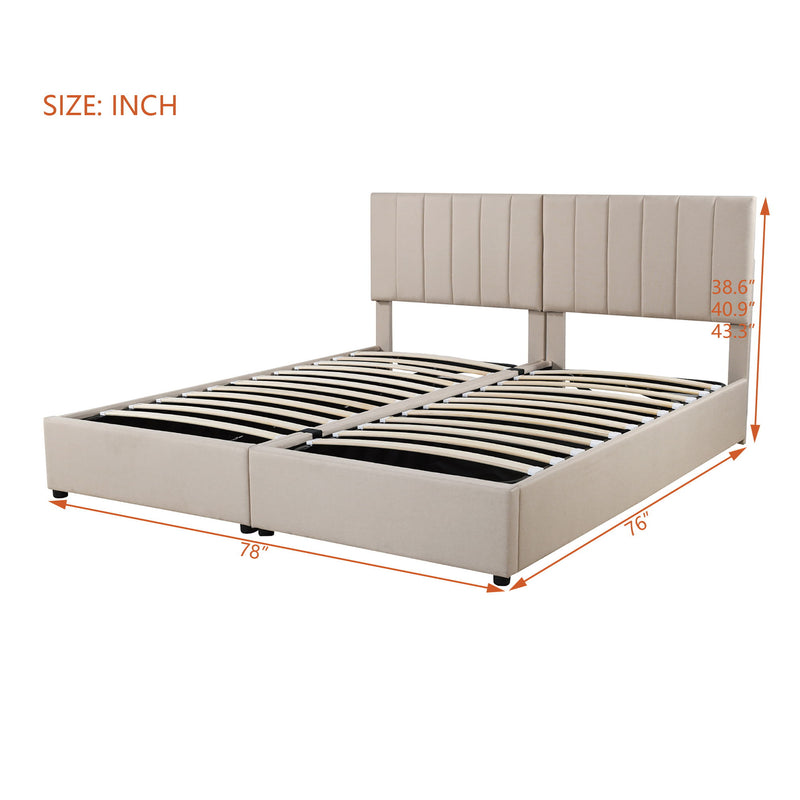 Upholstered Platform Bed With A Hydraulic Storage System - R&R Furniture Gallery (Fountain Valley, CA)