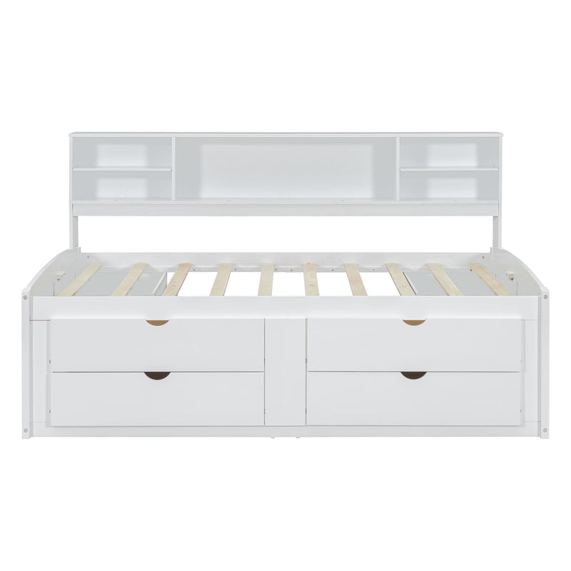Daybed With 2 Bedside Cabinets, Upper Shelves And 4 Drawers - R&R Furniture Gallery (Fountain Valley, CA)