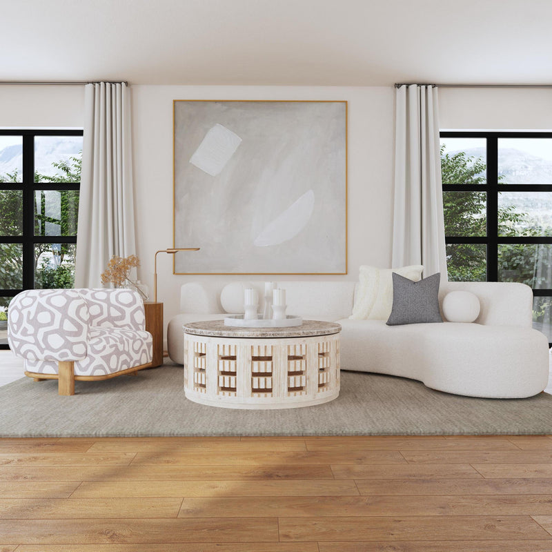 Classic Home Octavia stationary sectional sofa with plush cushions and modern design, shown in a spacious living room setting.