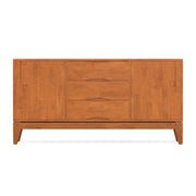 Simpli-Home Harper sideboard buffet with wooden finish, featuring multiple drawers and cabinet doors for versatile storage.