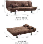 Glory Furniture Lionel sofa bed futon sofa in a modern design, featuring a neutral fabric upholstery and convertible seating.
