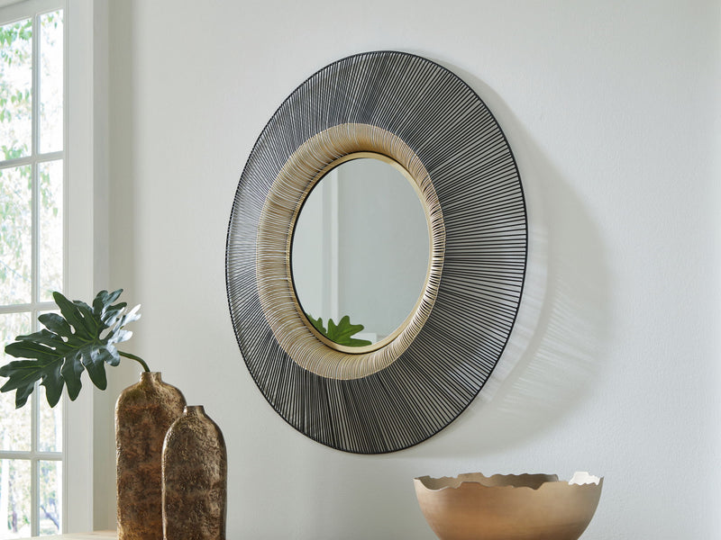 Dallmen - Accent Mirror - Black / Gold Finish - R&R Furniture Gallery (Fountain Valley, CA)