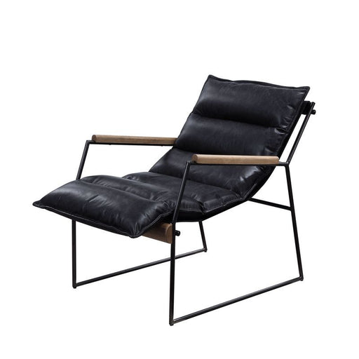 Luberzo - Accent Chair - Distress Espresso Top Grain Leather & Matt Iron - R&R Furniture Gallery (Fountain Valley, CA)