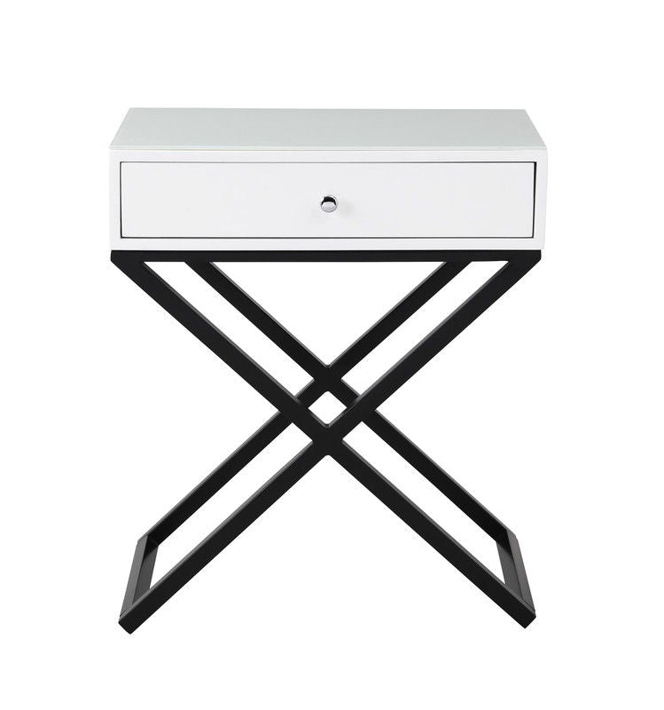 Koda - End Side Table Nightstand, Drawer And Cross Base - R&R Furniture Gallery (Fountain Valley, CA)