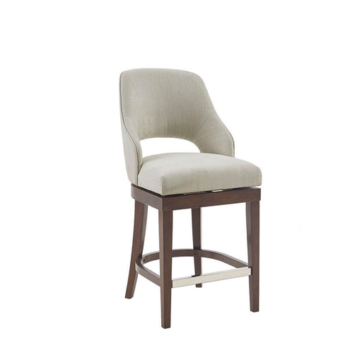 Counter Stool With Swivel Seat, Upholstery And Solid Wood Legs - Cream - R&R Furniture Gallery (Fountain Valley, CA)
