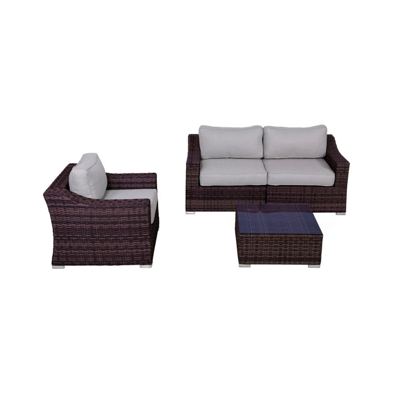 Outdoor Wicker Conversation Set With Cushions, All Weather - R&R Furniture Gallery (Fountain Valley, CA)