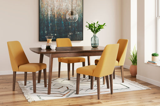 Lyncott Butterfly Extension Table Set by Signature Design Ashley, 5-piece dining room set with wooden table and matching chairs.