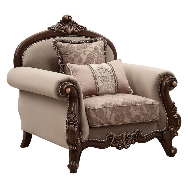 Mehadi - Chair With 2 Pillows - Velvet & Walnut - R&R Furniture Gallery (Fountain Valley, CA)