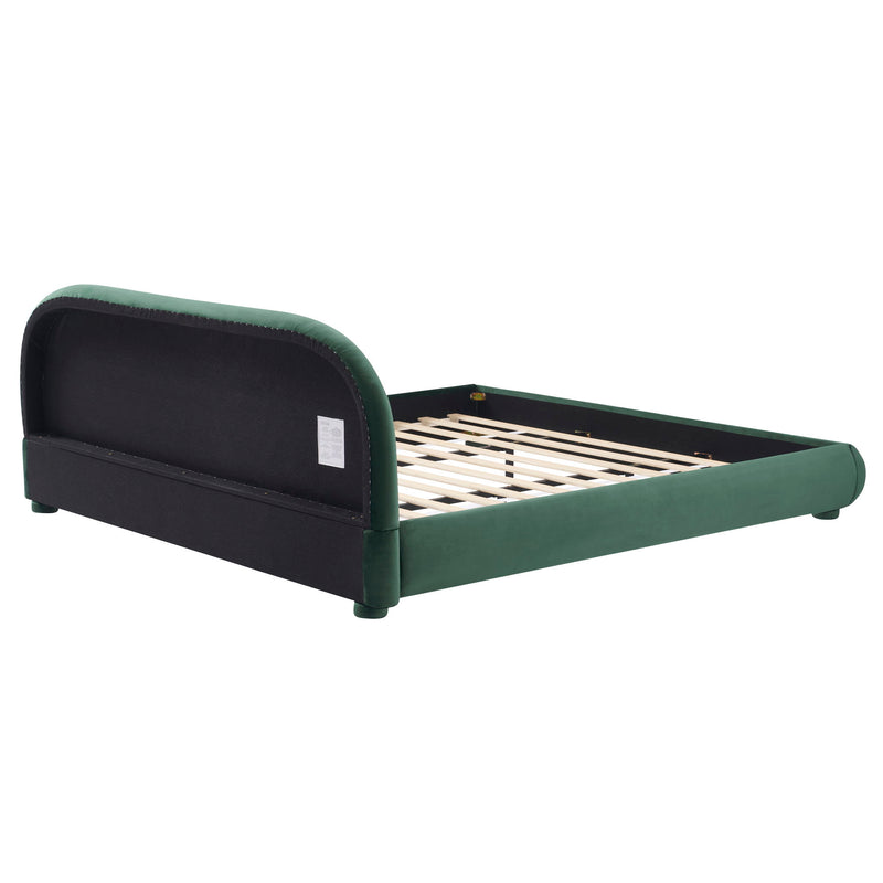 Upholstered Simple Modern Bedroom Bed With Curved Headboard - R&R Furniture Gallery (Fountain Valley, CA)