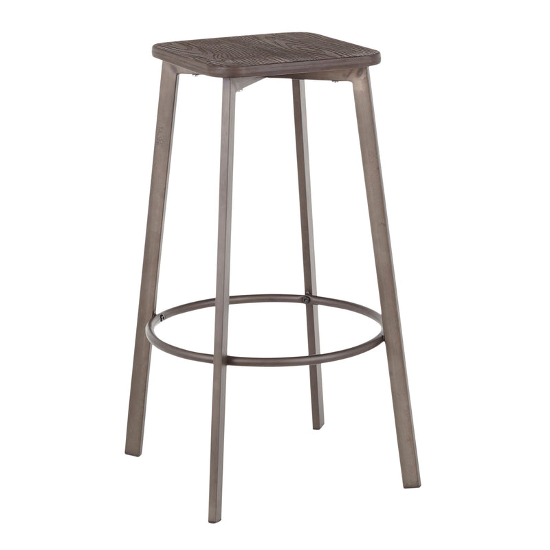 Set of two Lumi Source Clara industrial square barstools in espresso finish, featuring modern design and sturdy metal frames.