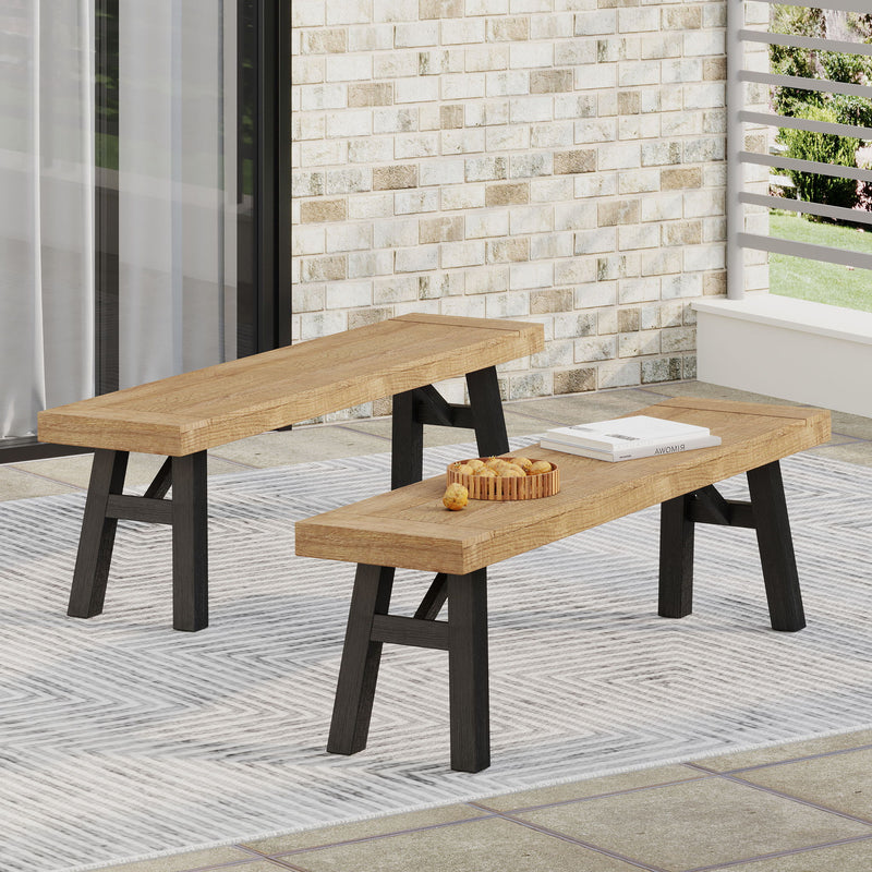 Outdoor Bench With Slat Panel Design And Acacia Wood Frame - R&R Furniture Gallery (Fountain Valley, CA)