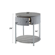 Yukino - End Table - Gray High Gloss & Chrome - R&R Furniture Gallery (Fountain Valley, CA)