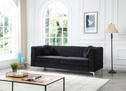 Glory Furniture Delray micro suede stationary sofa with plush cushions and sleek design in a modern living room setting.