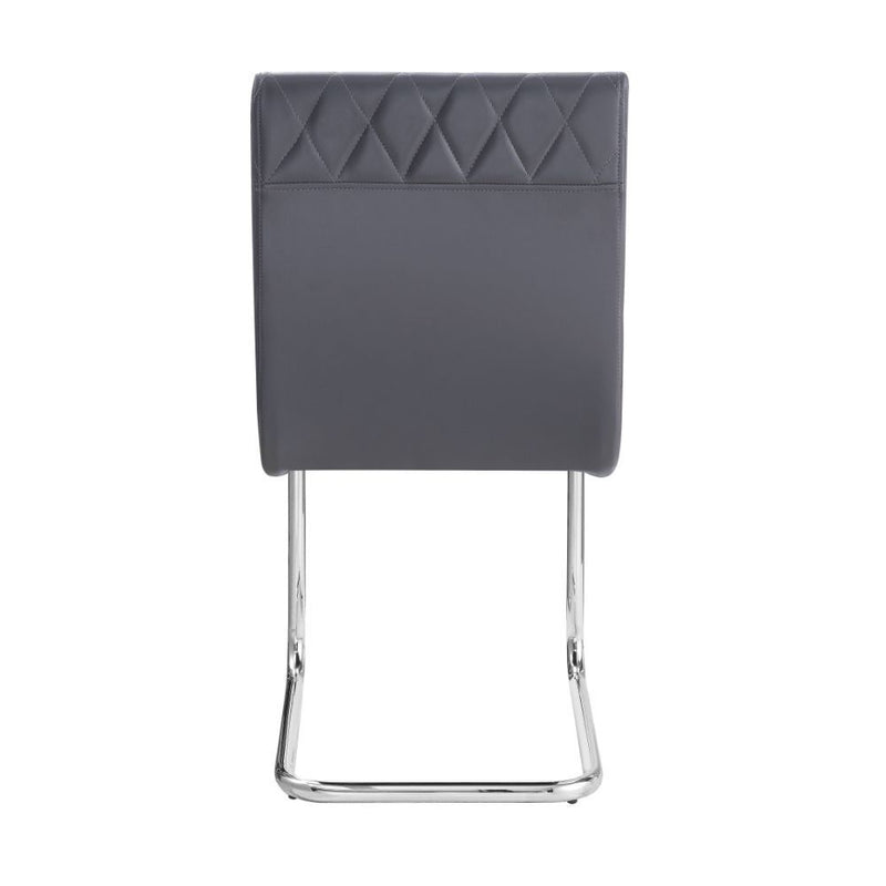 Ansonia - Side Chair (Set of 2) - Gray Synthetic Leather & Chrome - R&R Furniture Gallery (Fountain Valley, CA)