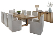Escape - Dining Rectangular Table With Console And 8 Caster Chairs - Glazed Natural Oak Black Metal Trim - R&R Furniture Gallery (Fountain Valley, CA)