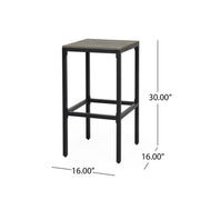Set of two Noble House outdoor bar stools with slat wooden seats and metal frames, ideal for patio or garden seating.