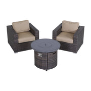 Rattan Patio Set With Comfortable Cushions And Fire Pit - R&R Furniture Gallery (Fountain Valley, CA)