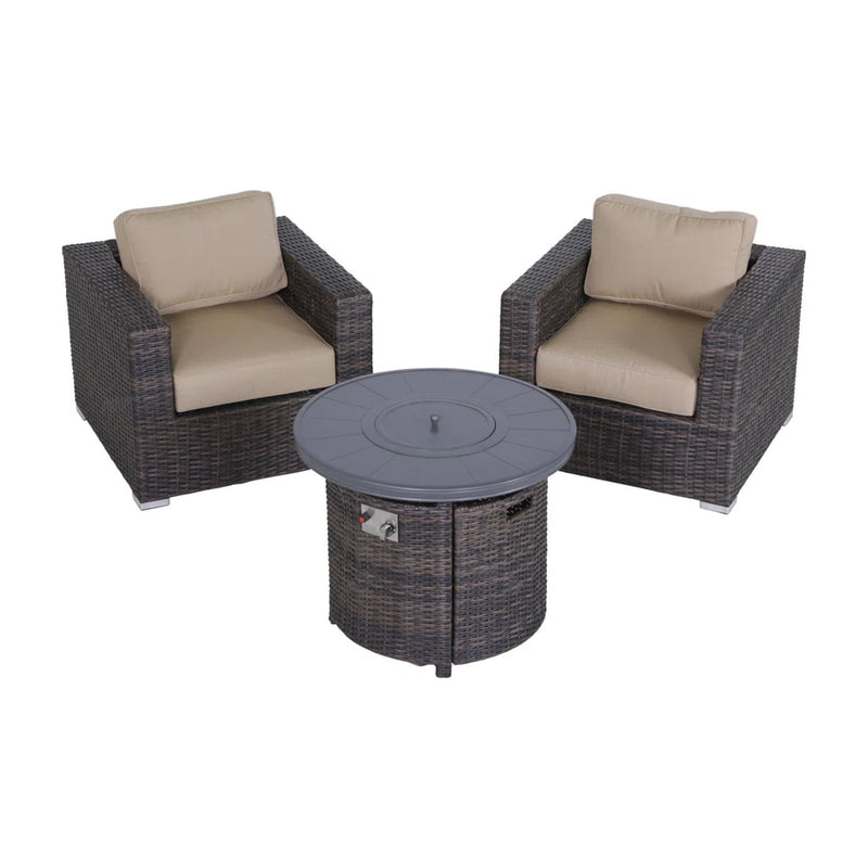 Rattan Patio Set With Comfortable Cushions And Fire Pit - R&R Furniture Gallery (Fountain Valley, CA)