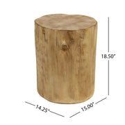 Hand Painted Wood Stump Style Outdoor Side Table - Light Brown - R&R Furniture Gallery (Fountain Valley, CA)