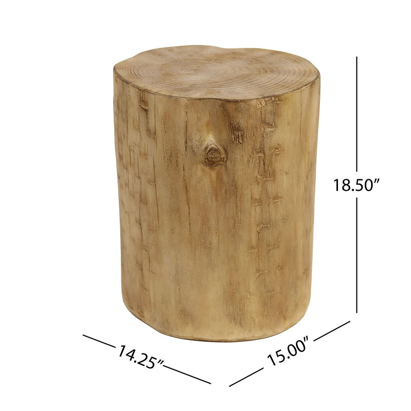 Hand Painted Wood Stump Style Outdoor Side Table - Light Brown - R&R Furniture Gallery (Fountain Valley, CA)