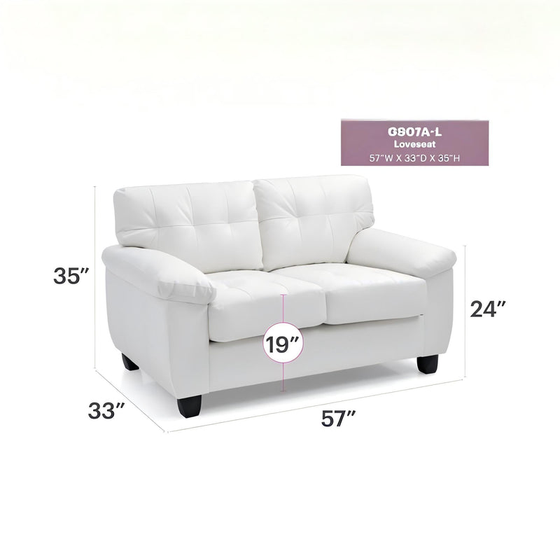 Glory Furniture Gallant stationary loveseat with plush fabric, cushioned armrests, and a sleek modern design for cozy living rooms.