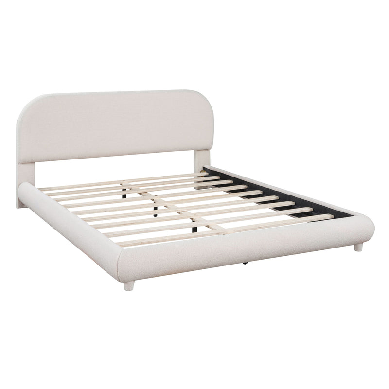 Upholstered Platform Bed With Thick Solid Frame And Stylish Curve-Shaped Design - R&R Furniture Gallery (Fountain Valley, CA)